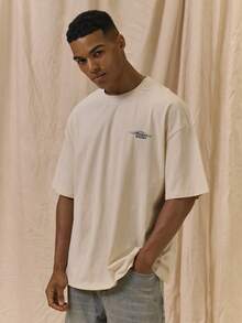 Oversized Graphic "MUSERO RACING" Crew Neck Tshirt Spring Summer Essentials - Apricot - View 4