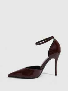 CUCCOO SZL Women's Stiletto Heels With A Closed Back And Glossy Finish, Simple And Stylish For Commuting. - Coffee Brown - View 4