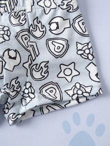SHEIN | PAW Patrol Young Boy Summer Comfortable Dog Print Contrast Trim Tank Top And Shorts Underwear Set - Light Grey - View 8