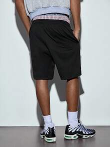 Modcrash 2pcs/Set: Men's Casual Drawstring Sports Shorts, Black & Grey - Multicolor - View 3