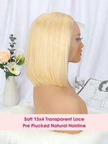 613# Blonde Color Lace Front Wig 10--12inch Short Bob Human Hair Wig 13x4 Transparent Lace Bob Wig For Woman Halloween Costumes - S613 - View 4