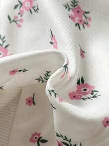 SHEIN Vintaside Kids 女嬰女童秋冬長袖連帽簡約休閒花卉數位印花夾克，適合外出、公園散步、度假、露營與休閒穿著 - 彩色 - 查看 5