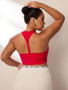 Rhythm Era Plus Size Women Solid Color Everyday Fitness Sports Bra - Red - View 2