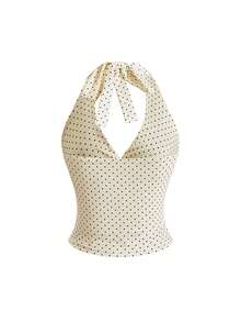 Sweetness Y2K Leopard Print All-Over Women's Halter Tank Top - Apricot - View 2