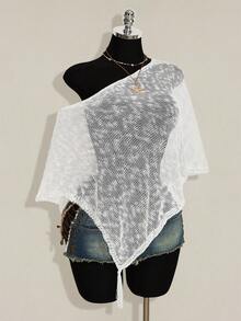 SHEIN ICON 夏季女款性感輕盈熱帶風白色鉤編度假海灘婚禮派對外出裝 - 白色 - 查看 7