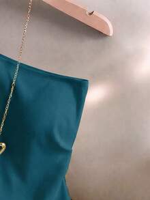 GlowEve Top sin mangas de unicolor con volantes en el bajo, elegante y casual para el verano - Azul - View 4