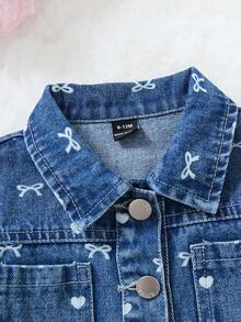 SHEIN 嬰兒休閒簡約印花牛仔套裝 - 中等水洗藍 - 查看 8