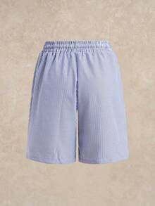 Courvante 男士休閒 Polo 衫套裝，圖案、條紋、刺繡，白色上衣搭配藍色條紋短褲，鈕扣設計，2 件組，人造絲材質，柔軟垂墜，適合高爾夫球與休閒穿著 - 白色 - 查看 10
