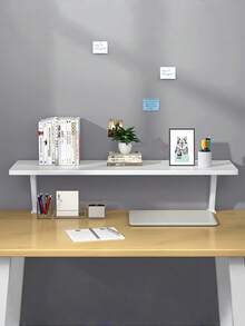 1PC Compact White Floating Desk Shelf NoDrilling Desktop Organizer SpaceSaving Modern Minimalist Storage Rack For Home Office Study Living Room Bedroom Student Dorm Decor Holiday Gift Christmas Birthday Housewarming - White - View 4