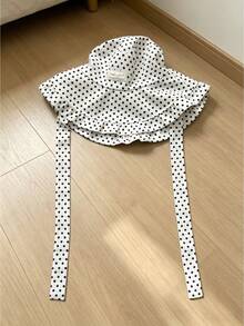 Cirelle 1pc Vintage Polka Dot Sun Bucket Hat For Women, Wide Brim Ruffle Summer Bucket Hat With Neck Ties, Packable Aesthetic Beach Sun Protection Cap - Multicolor - View 10