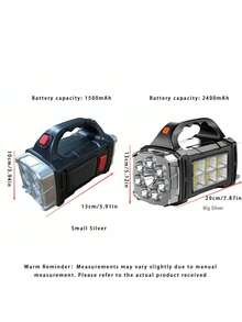 Linterna solar super brillante con carga USB y características impermeables, luz LED con mango COB, portátil para exploración, camping y patrullaje - Negro - Ver 2