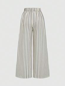 Elenzga French Style Drapey Wide Leg Pants, Slimming Striped Elegant Casual Commute Long Pants For Women - Multicolor - View 6