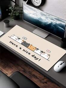 1PC Extra Large Oversized Washable Non Slip Cute Kitten Illustration With Have A Nice Day Lettering Mouse Pad Desk Mat Computer Keyboard Laptop Pad Office Home Gaming Accessory Gift For Friends Colleagues Gamers Holiday Season - multicolor - View 3