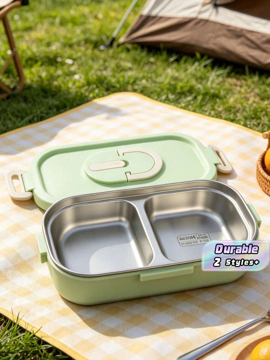 Rectangular Lunch Box, Student Bento Box, Double-Compartment Insulated Lunch Box, 304 Stainless Steel, Keeps Food Warm For 12 Hours - 1/2 size - View 1