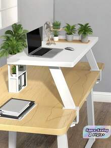 1PC Compact White Floating Desk Shelf NoDrilling Desktop Organizer SpaceSaving Modern Minimalist Storage Rack For Home Office Study Living Room Bedroom Student Dorm Decor Holiday Gift Christmas Birthday Housewarming - White - View 1