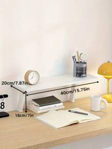 1PC Compact White Floating Desk Shelf NoDrilling Desktop Organizer SpaceSaving Modern Minimalist Storage Rack For Home Office Study Living Room Bedroom Student Dorm Decor Holiday Gift Christmas Birthday Housewarming - White - View 2