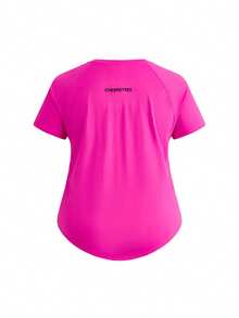 Cheerettes Women's Plus Size Solid Color Raglan Short Sleeve Sports T-Shirt - Hot Pink - View 5