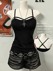 SHEIN Sexy Cami Top, Slim Fit Versatile Summer Top - Black - View 1