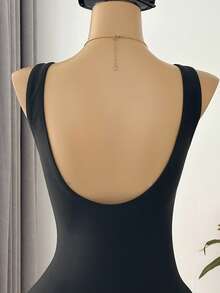 SHEIN Swim Women's Waist Hollow-Out Floral One-Piece - Black - View 4