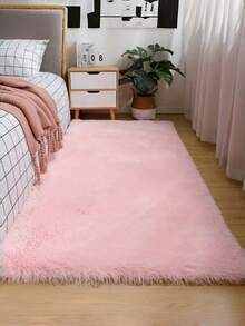 1pc Thick Soft Plush Polyester Machine Washable Non Slip Durable Fade Resistant Cozy Warm Elegant Light Pink Fluffy Carpet Rug For Living Room Bedroom Kitchen Christmas Holiday Party Home Decor Trending - pink - View 3