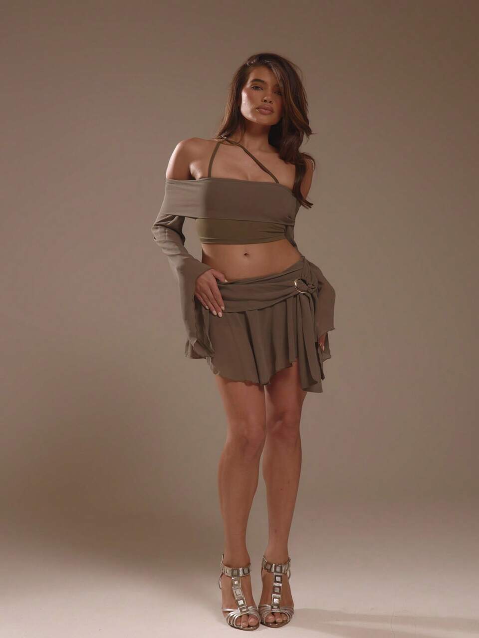 Women Tops Party Club Olive Green Sexy