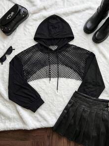 Comfortcana Plus Size Black Knit Cropped Top - Black - View 8