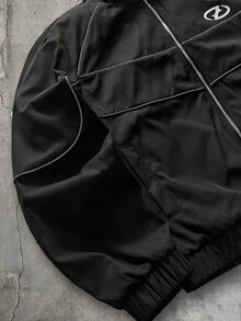 AXEPEAK 男士幾何圖案長袖拉鍊夾克與長褲休閒套裝 - 黑色 - 查看 13