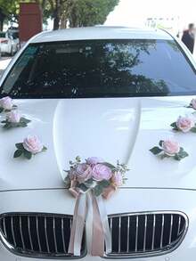 1PC Wedding Car Hood Flower Decoration Vehicle Bouquet Party Decor For Mirror Seat Belt Romantic Atmosphere Indoor Home Decoration - Multiple Styles - View 6