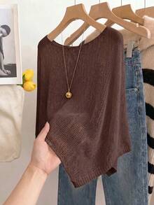 SHEIN 夏季上衣 海灘早午餐日常穿搭 女款度假服飾 女款假日穿搭 深棕色法式休閒風 - 咖啡棕 - 查看 5