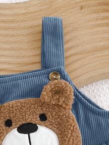 Cozy Pixies Baby Boy Cartoon Bear Pattern Overall Jumpsuit, Versatile And Comfortable, Suitable For Spring And Autumn - Blue - View 3