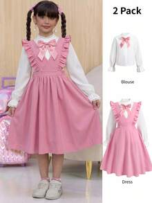 Tween Girls' Casual Everyday Comfortable Shirt Dress Set - Pink - View 11