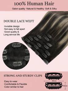 7PCS Straight Clip In Hair Extensions 100% Real Human Hair 14-24 Inch 115G Double Weft Invisible Clip Hair Extensions Remy Natural Human Hair For Women Girls Daily Use - S1B/19/1B - View 4