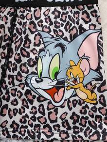TOM & JERRY X SHEIN 男士字母腰帶豹紋休閒內褲 - 棕色 - 查看 4