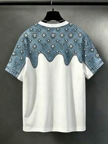 Manfinity Homme 休閒舒適大尺碼男士時尚百搭五角星印花圓領短袖T恤 - 彩色 - 查看 2