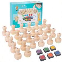 MINKOJA Wooden Alphabet Stamp, 26 PCS ABC Spelling Letter Stampers ,Early Educational Toy Gifts For 3 4 5 Year Old - Multicolor - View 12