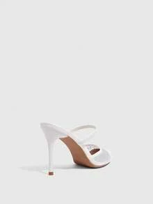 CUCCOO SZL Women Shoes Line Mesh Hot Diamond Pointed Toe Thin Heel Back Tripple Strap Sandals Light Ripe Fairy Style Spring And Summer Models Suitable For Wedding - White A - View 3