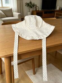 Cirelle 1pc Vintage Polka Dot Sun Bucket Hat For Women, Wide Brim Ruffle Summer Bucket Hat With Neck Ties, Packable Aesthetic Beach Sun Protection Cap - Multicolor - View 9