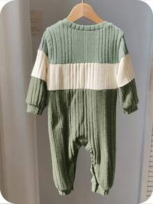 SHEIN Baby Boy 3D Bear Pattern Color Block Casual Daily Long Sleeve Winter Jumpsuit - Multicolor - View 2