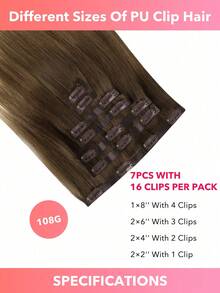 Seamless Clip Ins 7PCS PU liền mạch kẹp trong tóc người 100% tóc thật của con người 14-22 inch Balayage Ombre màu vàng da dệt Remy tóc nối 110G có kẹp - S3/8/613 - Xem 4