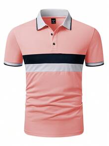 Manfinity Homme 男士拼色休閒百搭通勤旅行短袖 Polo 衫 - 彩色 - 查看 5
