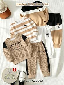 SHEIN 隨機 3 件/組，簡約優雅商務休閒圓領連帽衫 - 彩色 - 查看 1