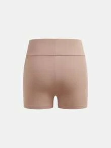SHEIN Girlism Tween Girl 4件組日常休閒春夏針織純色高腰運動瑜伽短褲套裝 - 彩色 - 查看 4