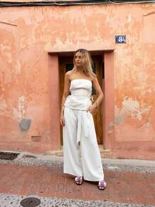 Pimkie Edition Women's Trousers, High Waist, Wide Leg, Relaxed Fit, Smart Casual - White - View 3