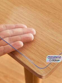 1pc 0.8mm PVC Clear Table Protector, Waterproof Heat Resistant Transparent Desk Mat For Office Nightstand Side Table - Transparent - View 1