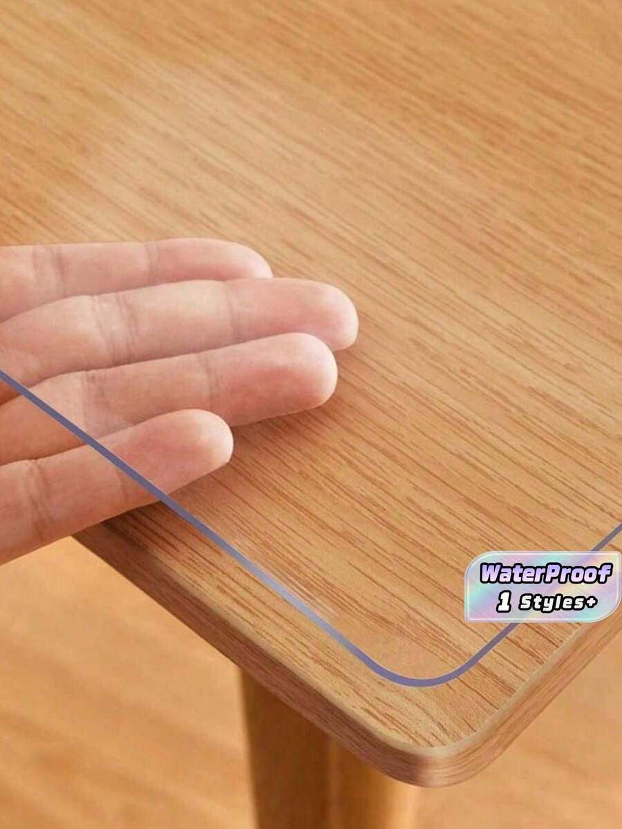 1pc 0.8mm PVC Clear Table Protector, Waterproof Heat Resistant Transparent Desk Mat For Office Nightstand Side Table - Transparent - View 1