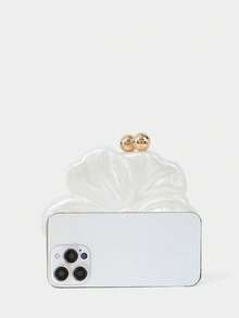 SHECARRY Ladies Fashionable Elegant Simple Flower Style Acrylic Clutch Bag Evening Bag Crossbody Bag, For Party, Prom, Club, Date, Birthday, Evening, Banquet - White - View 6
