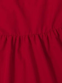 SHEIN Tween女孩兩件式細肩帶洋裝套裝，細肩帶＋方領/直領，收腰設計，荷葉邊下擺，花卉印花主圖案搭配純色，細節設計，適合旅行、拍照、夏季出遊，吸睛亮眼 - 紅色 - 查看 6