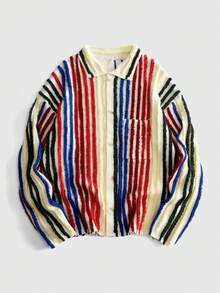 ROMWE MEN Street Life Men's Autumn/Winter Fashion Colorful Striped Cardigan - Multicolor - View 1