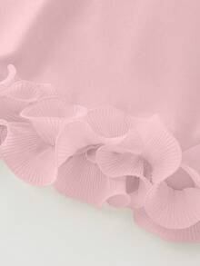 SHEIN Franclia 女款甜美蕾絲拼接裝飾圓領百褶洋裝 - 粉色 - 查看 3