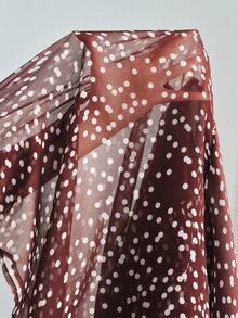 MOTF PREMIUM URBAN HALTER NECK RUFFLE POLKA DOT SHORT DRESS, AUTUMN/WINTER - Coffee Brown - View 9